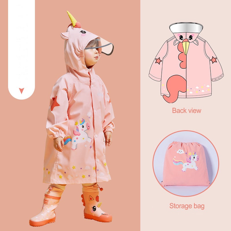Children Raincoat For Boys Girls Primary School Kindergarten Rainwear Dinosaur Unicorn Raincoat Only