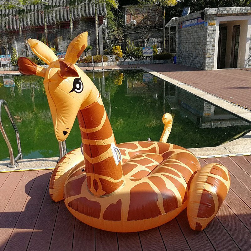 Giraffe Floating Inflatable Giraffe Pool Float For Kids Adult Float Raft Water Floating Boat Ride-On Swimming Ring Toys