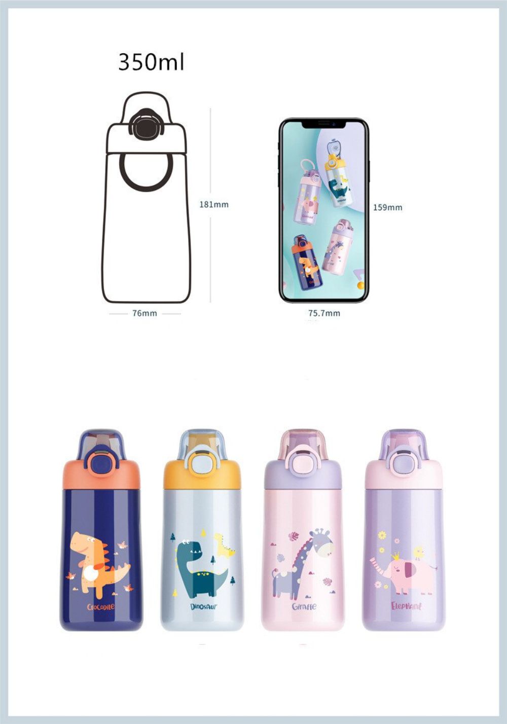350ml High Quality Kids Thermos Mug Double Stainless Steel Cartoon Thermal Flasks Children Tumbler Great Gift For Kids