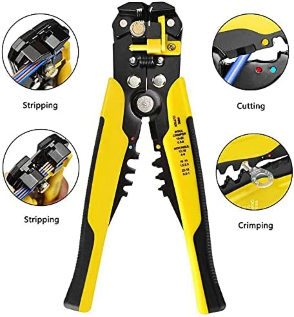 Wire Stripper Cable Cutter Tool Crimper Automatic Heavy Duty Self Adjusting Electrical Stripping Crimping Tool HS-D1