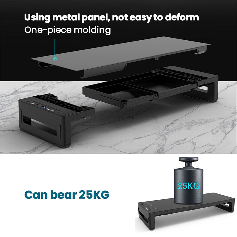 USB 3.0 Monitor Riser Adjustable Monitor Stand Computer Foldable Stand Phone Mount With Drawer With Lights Monitor Shelf