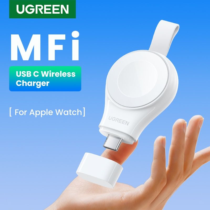 UGREEN Portable Magnetic Charger for Watch, Wireless Portable Watch Charger Travel Cordless MFi Certified Cableless
