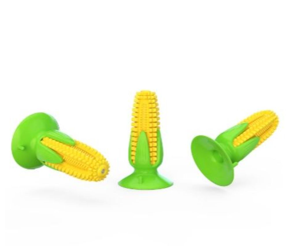 Dog Corn-Shaped Toy With Suction Cup Puppy Chew Cleaning Dental Toy Pet Molar Stick Bite Resistant Interactive Interest