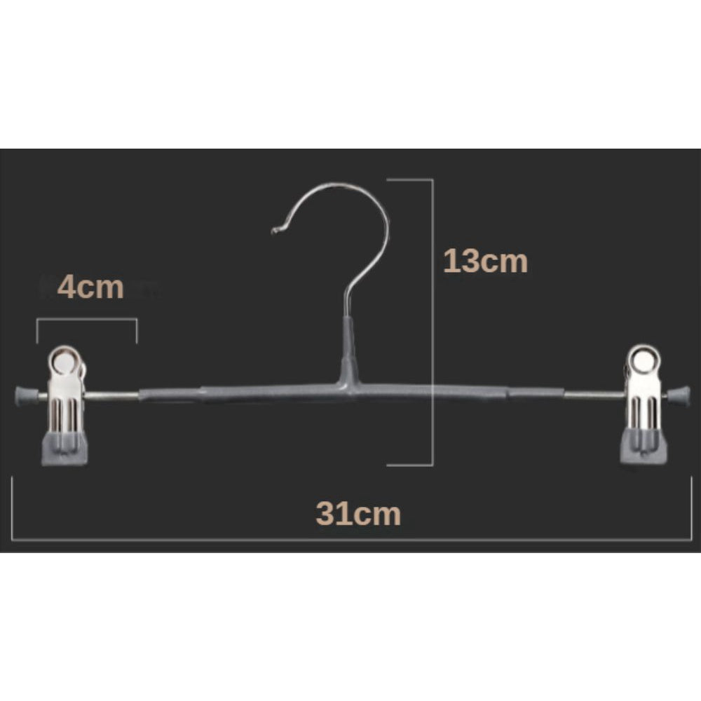 20Pcs of Strong Non Slip Clothing Black Hanger with Clip for Pants Skirt Bottom Nano-upgrade Strong Clamping Force