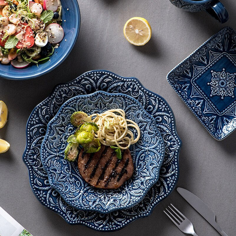 Flat Ware Household Bowl Nordic Ceramic Plate Dishes Creative Personalized Dishes Baked Rice Bowl Nordic Style Plate