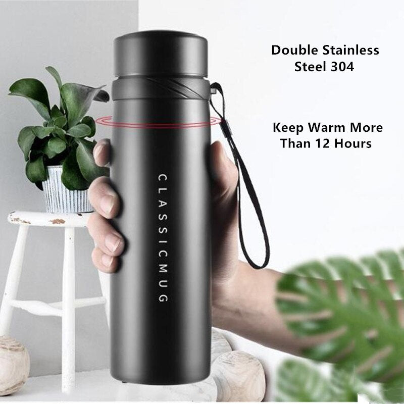 1500ml/1100ml/650ml Portable Double Stainless Steel Sport Travel Mug Large Capacity Vacuum Flask Coffee Tea Thermos