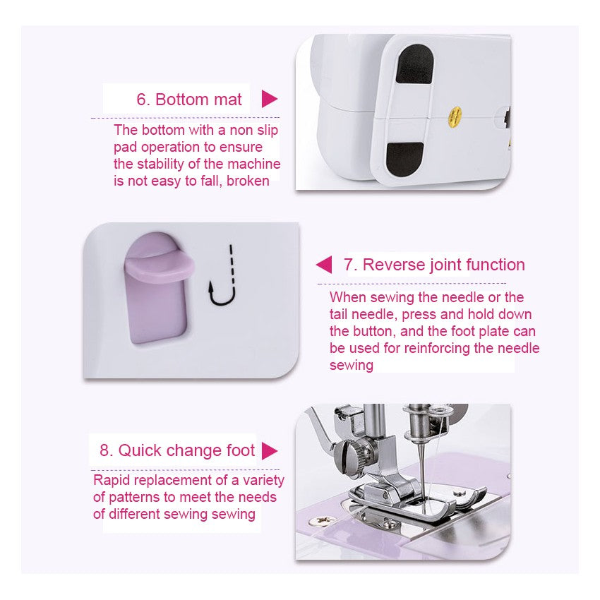 Upgraded Sewing Machine (12 stitches) 3 pin plug warranty needle thread can add Sewing Kit