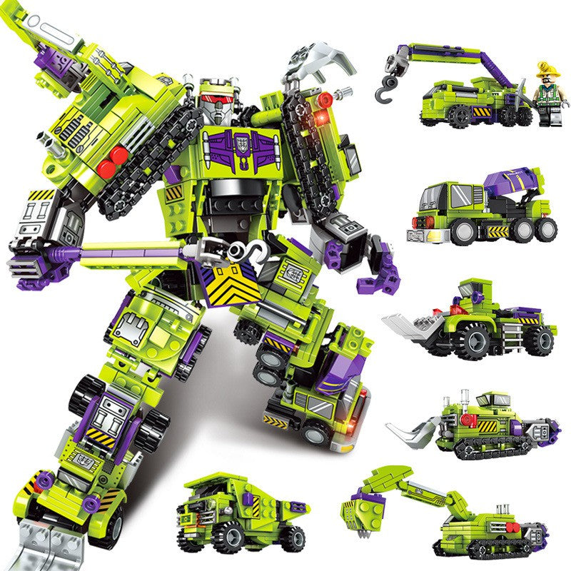 Transformer Hercules Kids Toy Transforming Robots 6-in-1 Engineering Vehicle Combination Set Building Block Educational