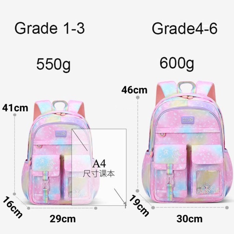 Elementary School Bag Cute Female Ridge Protection Gradient Backpack Waterproof Children's Backpack Bags For Kids School