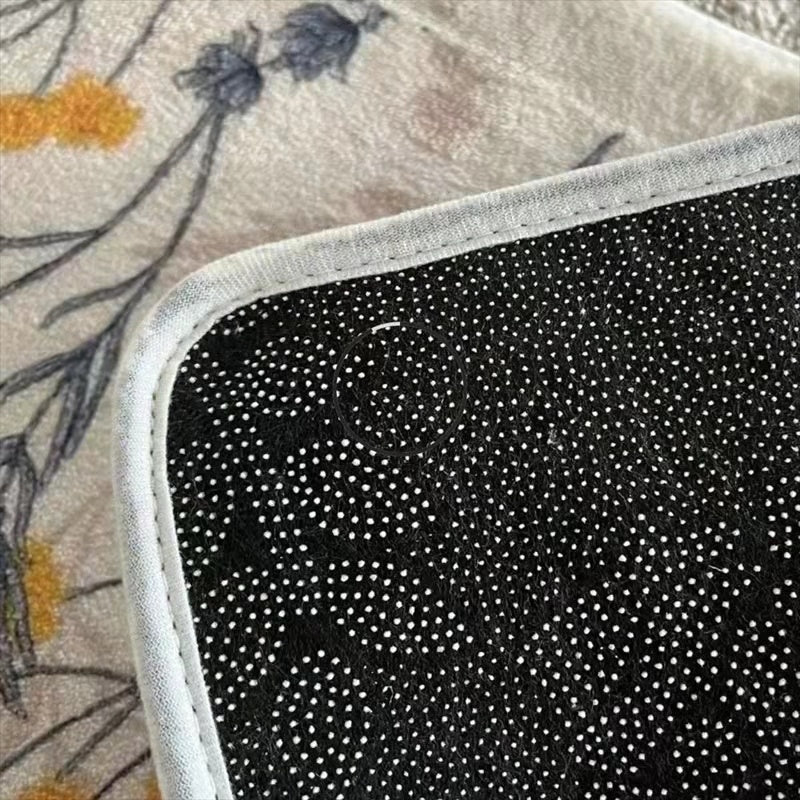 ins Style Room Bathroom Carpet Flower Semicircle Waterproof Anti-Slip Absorbent Plush Floor Mat Yellow Flower Plant Rug