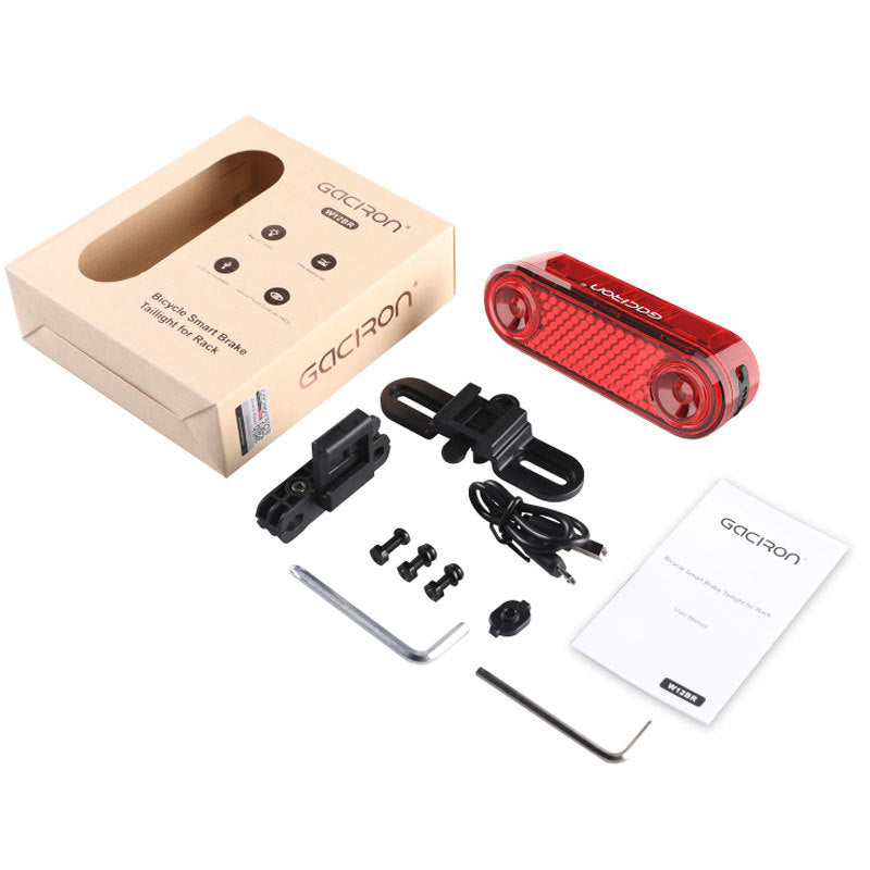Gaciron Intelligent Brake Light Bicycle Trunk Mount 60lm Braking Rear Visual Warning W12BR Red Lamp Rack Led Flashlight