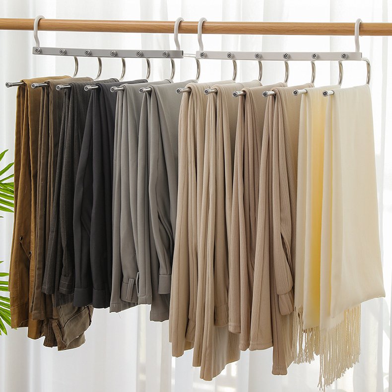 Folding Pants Rack Multifunctional Multi-Layer Hanger Household Magic Seamless Clip Wardrobe Storage Handy Tool Clothing