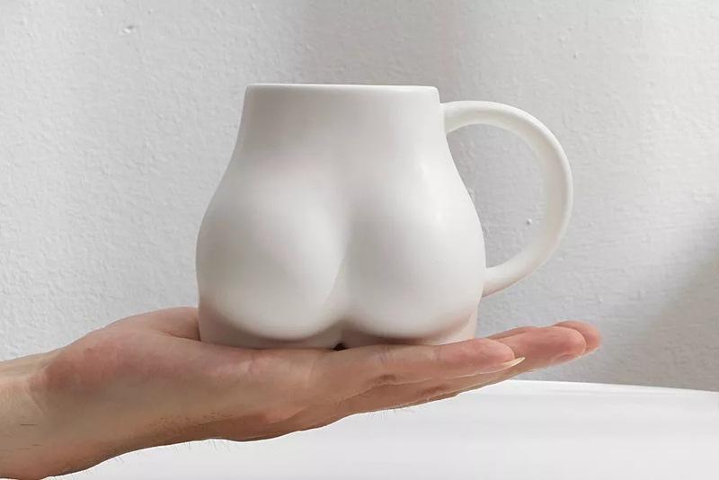 Creative Plump Cup With Sesame Glaze Ceramic Coffee Cup, Fun And Personalized Butt Mug, Niche Design, Korean Minimalist