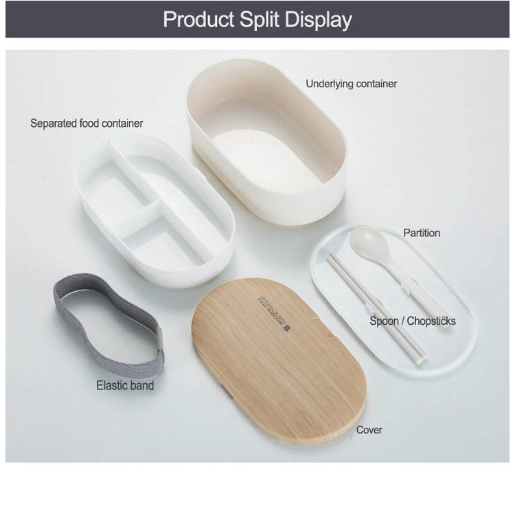 Copy of Microwave Safe Double Layer Lunch Box 800ml Oval Simple Lunch Box Ins Nordic Style Wooden Lunch Box Sealed Leak-proof