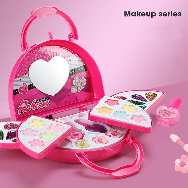 Children's Makeup Kit Washable Cosmetic Princess Pretend Play Set with Handbag for Children Girls Handbag Makeup