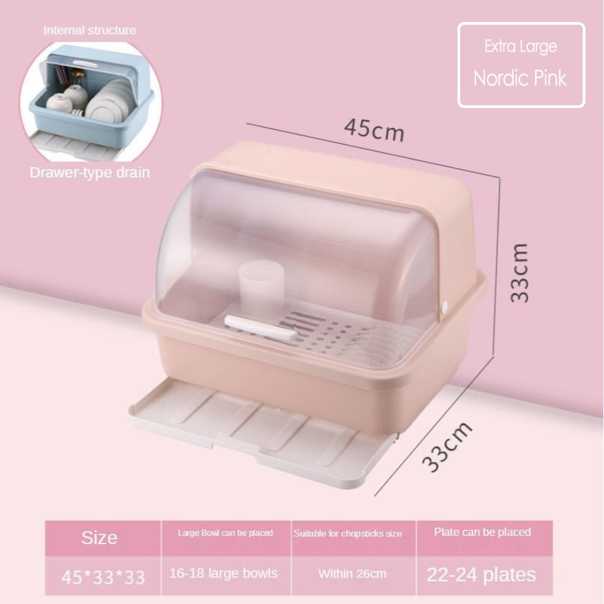 Dish Storage Box Rack Kitchen Organiser With Cover Cupboard Large Size Plate Drying Shelf Tableware Household Chopsticks