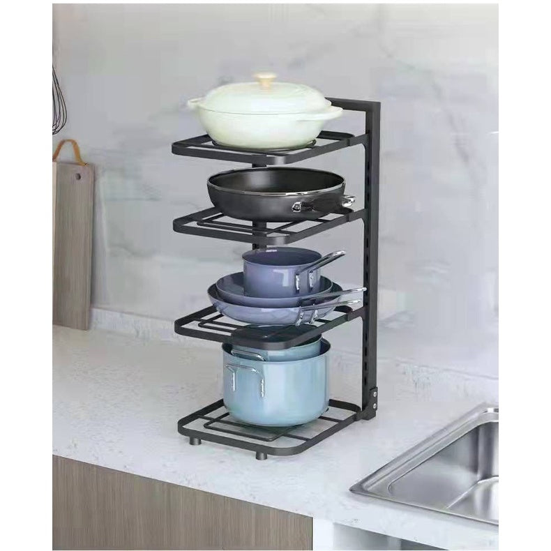 Adjustable Pot Rack / Under Sink Rack / Collapsible Kitchen Shelf Storage / 4 Layer Kitchen Pot Rack / Adjustable Height