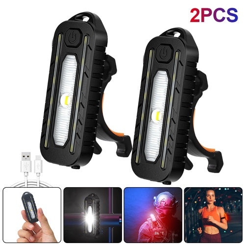 LED Red Blue Shoulder Police Light with Clip USB Charging Flashing Warning Safety Flashlight Torch Bicycle Warn Light Work Lamp