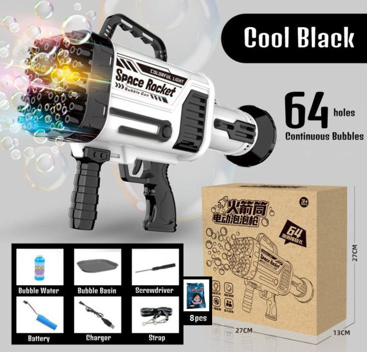 Super Bubble Machine Toy 64-Hole Automatic Gatling Handheld Bubble Gun Automatic Electric Bubble Maker Indoor Outdoor