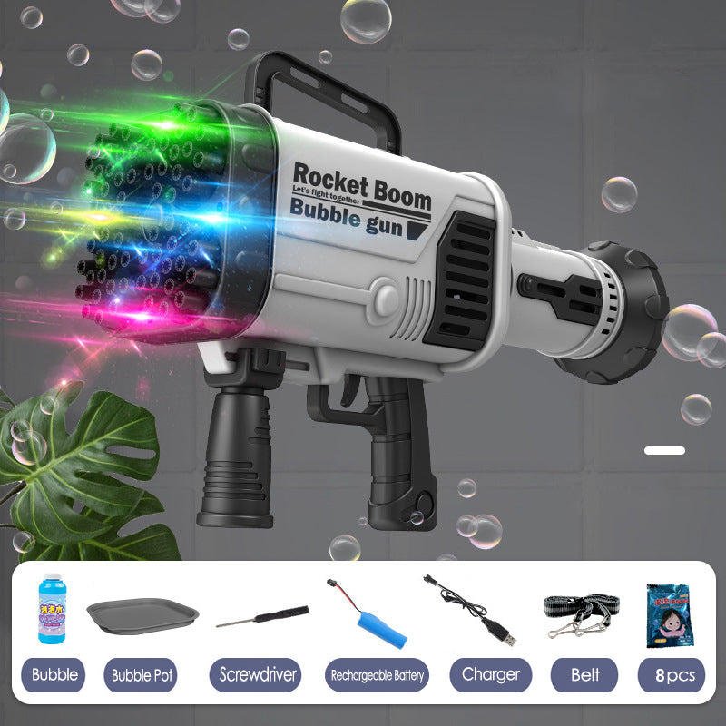 Super Bubble Machine Toy 64-Hole Automatic Gatling Handheld Bubble Gun Automatic Electric Bubble Maker Indoor Outdoor