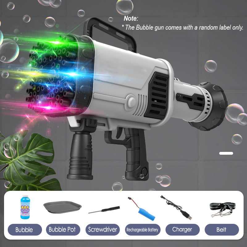 Super Bubble Machine Toy 64-Hole Automatic Gatling Handheld Bubble Gun Automatic Electric Bubble Maker Indoor Outdoor