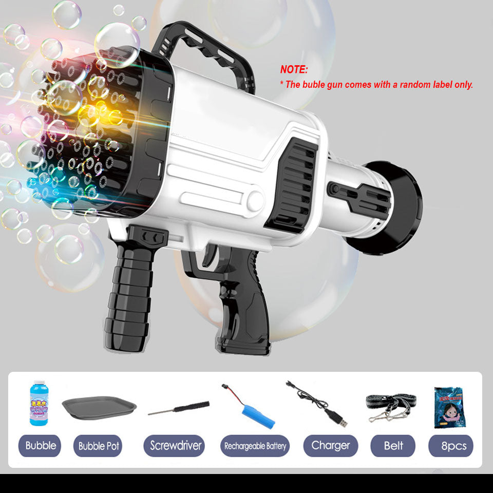 Super Bubble Machine Toy 64-Hole Automatic Gatling Handheld Bubble Gun Automatic Electric Bubble Maker Indoor Outdoor