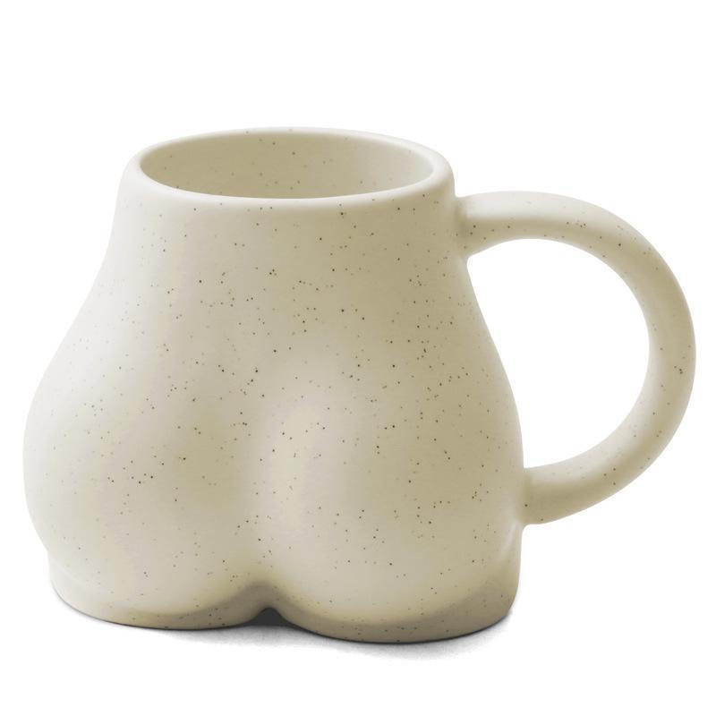 Creative Plump Cup With Sesame Glaze Ceramic Coffee Cup, Fun And Personalized Butt Mug, Niche Design, Korean Minimalist