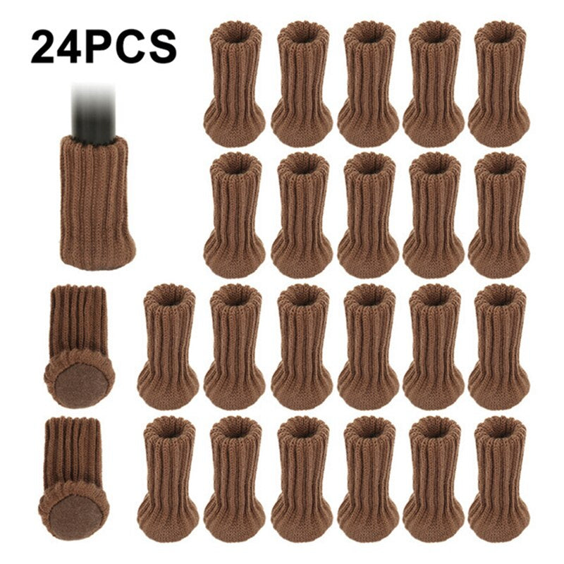 24PCS Knitted Chair Leg Socks Furniture Table Feet Leg Floor Protectors Covers Floor Protection Pads Moving Noise Reduction
