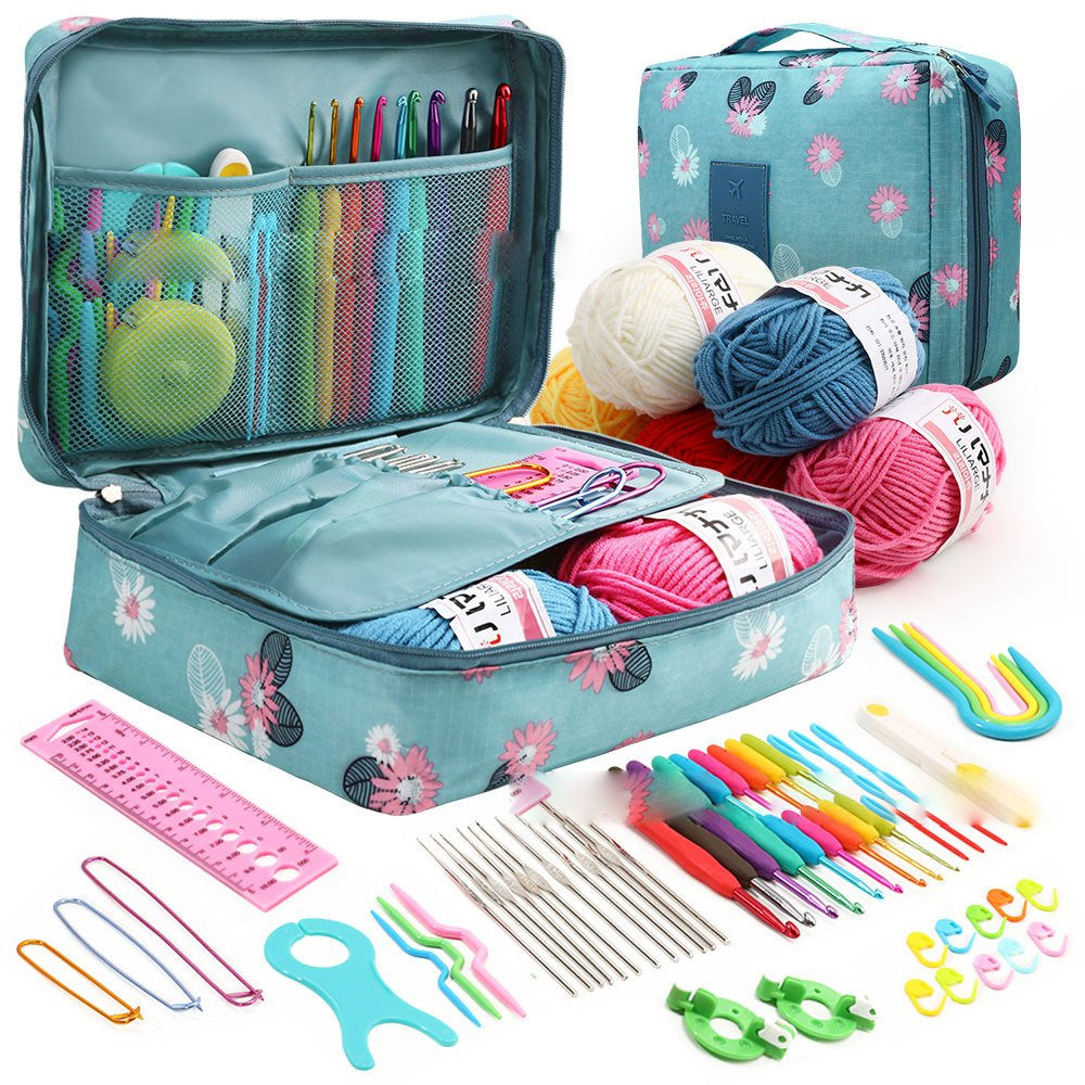59Pcs Crochet Kits for Beginners Colorful Crochet Hook Set with Storage Bag and Crochet Accessories Complete Crochet Kit