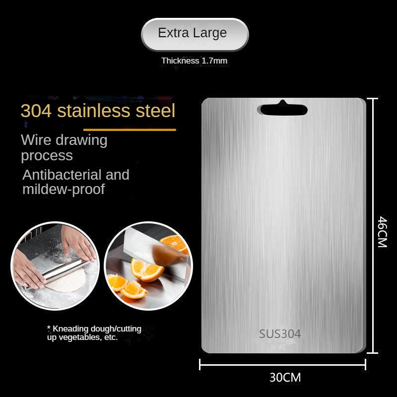 316 Double Sided Cutting Board Food Grade Stainless Steel Chopping Board Anti-bacterial Thickened Rolling Noodle