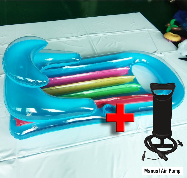 Inflatable Water Floating Row With Armrest Backrest Beach Summer Swimming Pool Floating Bed Lounge Chairs Water Sports