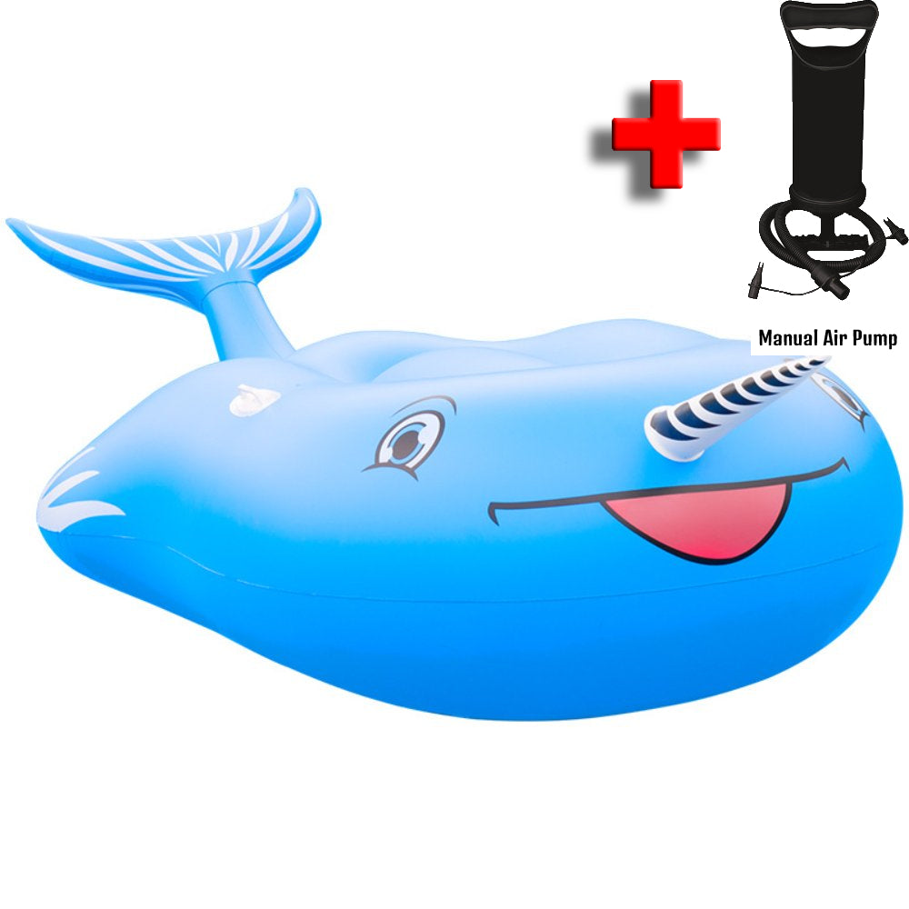 Whale Narwhal Floatie Floating Inflatable Pool Float For Kids Adult Float Raft Water Floating Boat Ride-On Swimming