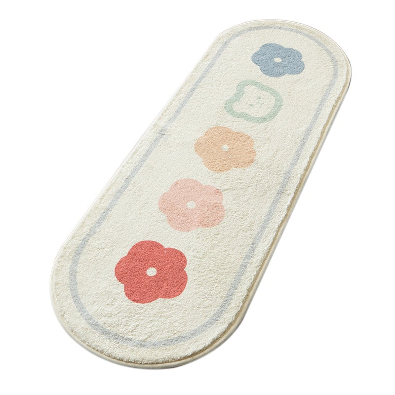 Flower Carpet Bedside Non-slip Rugs Floor Mat Home Decor Cute Bear Rabbit Cat Long Carpet Oval Fluffy Foot Mat Area Rugs