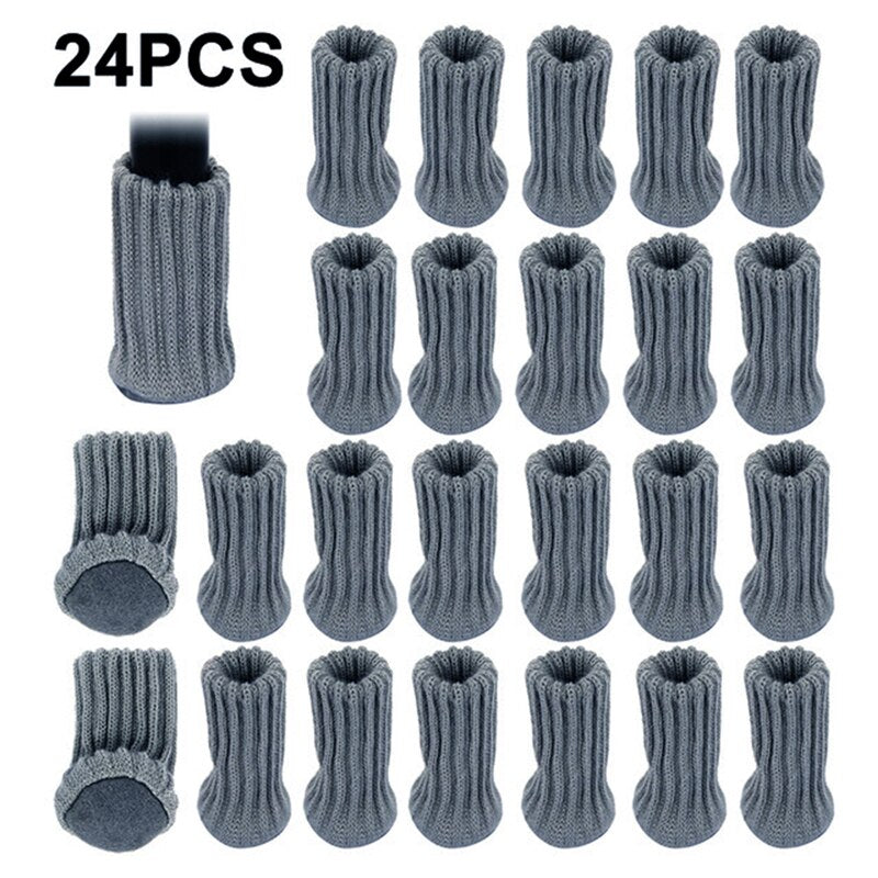 24PCS Knitted Chair Leg Socks Furniture Table Feet Leg Floor Protectors Covers Floor Protection Pads Moving Noise Reduction