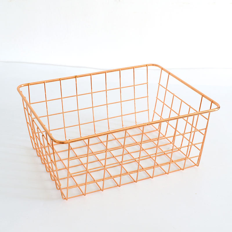 Nordic Metal Storage Basket Golden Home Wrought Iron Sundries Storage Basket Desktop Snack Fruit Storage Basket