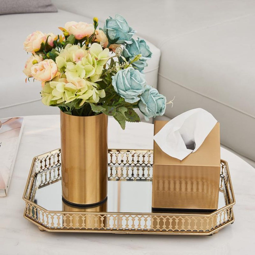 Crystal Tray Decorative Organizer Dessert Serving Nordic Style Retro Hollow Gold-plated Luxury Home Stylish Decoration