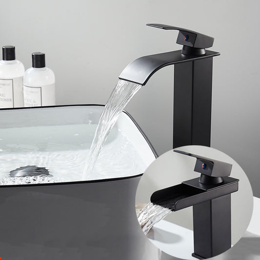 Waterfall Faucet Copper Hot And Cold Black Household Bathroom Basin Water Tap