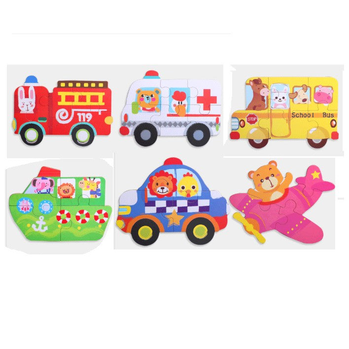6-in-1 Jigsaw Cartoon Puzzle Games for Baby Toddler Early Education Tin Box Gift Educational Toy Cognitive Learning Anim