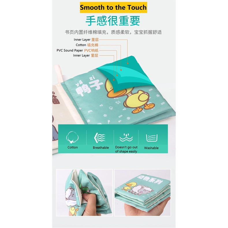 Children Chinese Pinyin Cloth Book Crinkle Sound Kids Storybook Educational Baby Crinkly