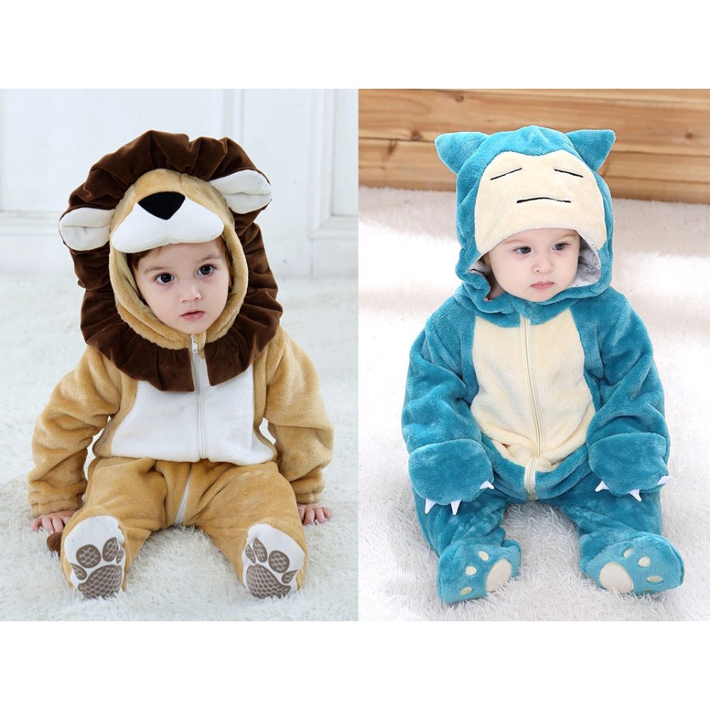 Baby Romper Animals Flannel Cosplay Newborn Baby Onesie Cartoon Anime Cute Sleep Costume Unisex Infant Clothes 0-3 Years