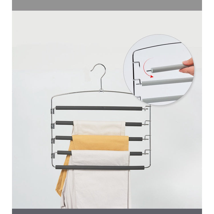 Copy of Copy of Copy of Pants Hanger 5 Layers Stainless Steel Non-Slip Foam Arm Swing Space Saving Clothes Slack Hangers Storage Organizer