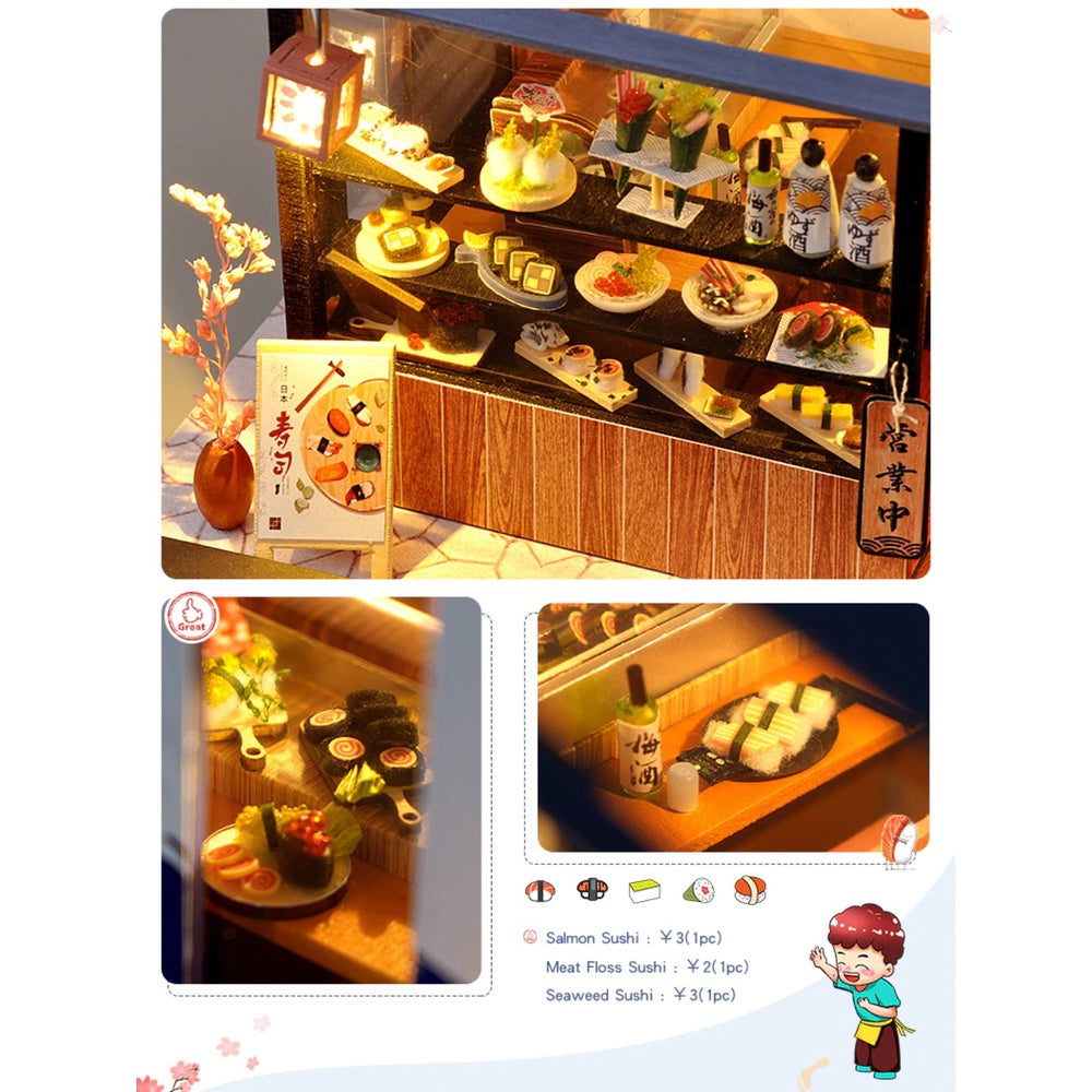 Copy of DIY Dollhouse Miniature Kit with Furniture Handcraft Collectibles Hobbies Gift Toys for Children Japanese Sushi Bar