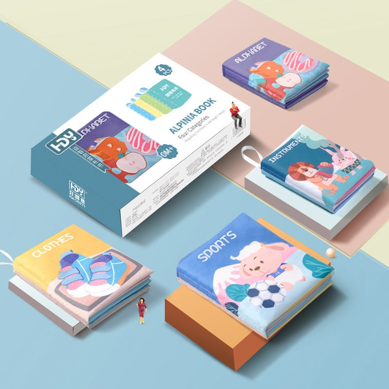 Children Chinese English Pinyin Bilingual Cloth Book Crinkle Sound Kids Storybook Educational Baby