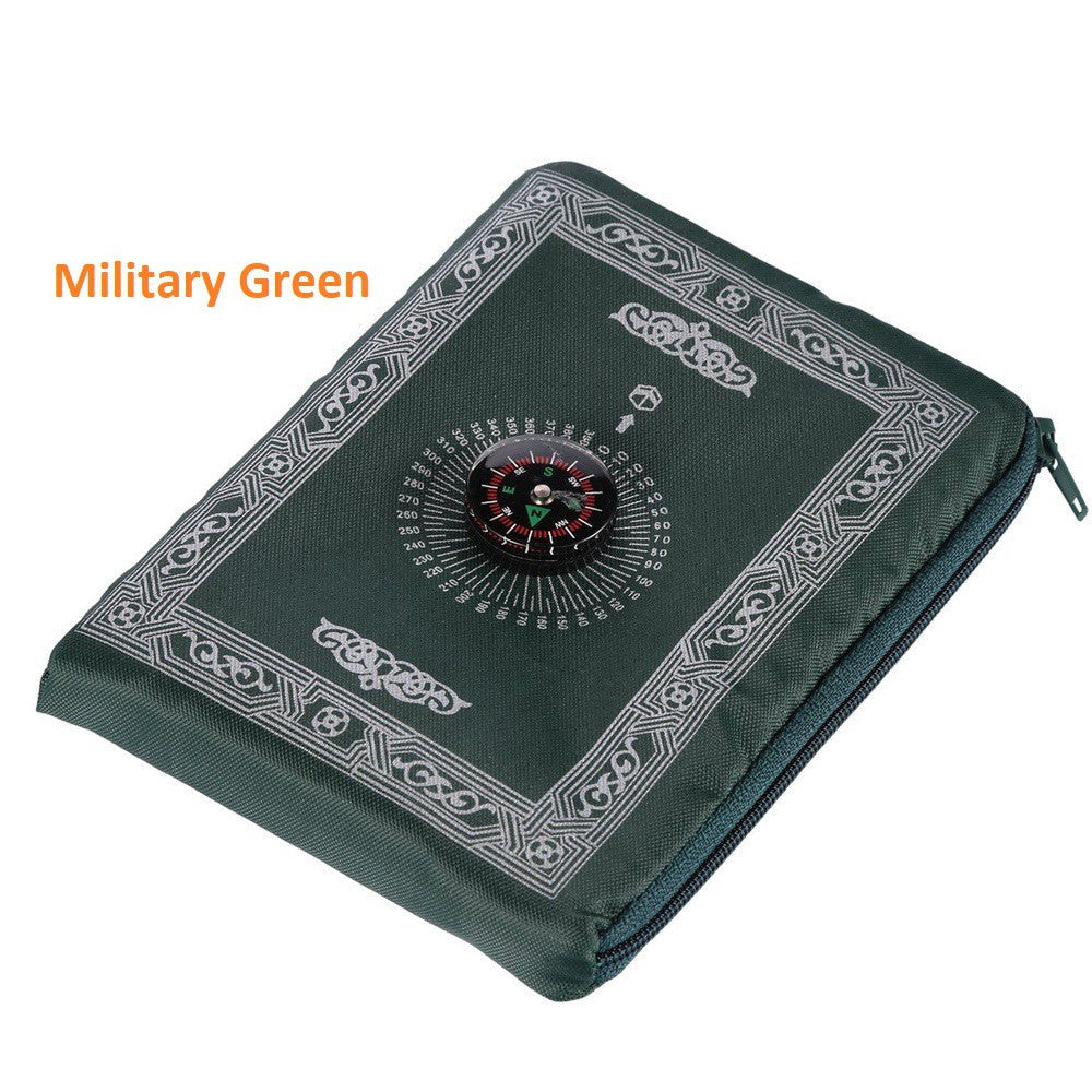 Copy Military Green Islamic Muslim Prayer Mat Rug with Compass, Waterproof, portable and suitable for travel