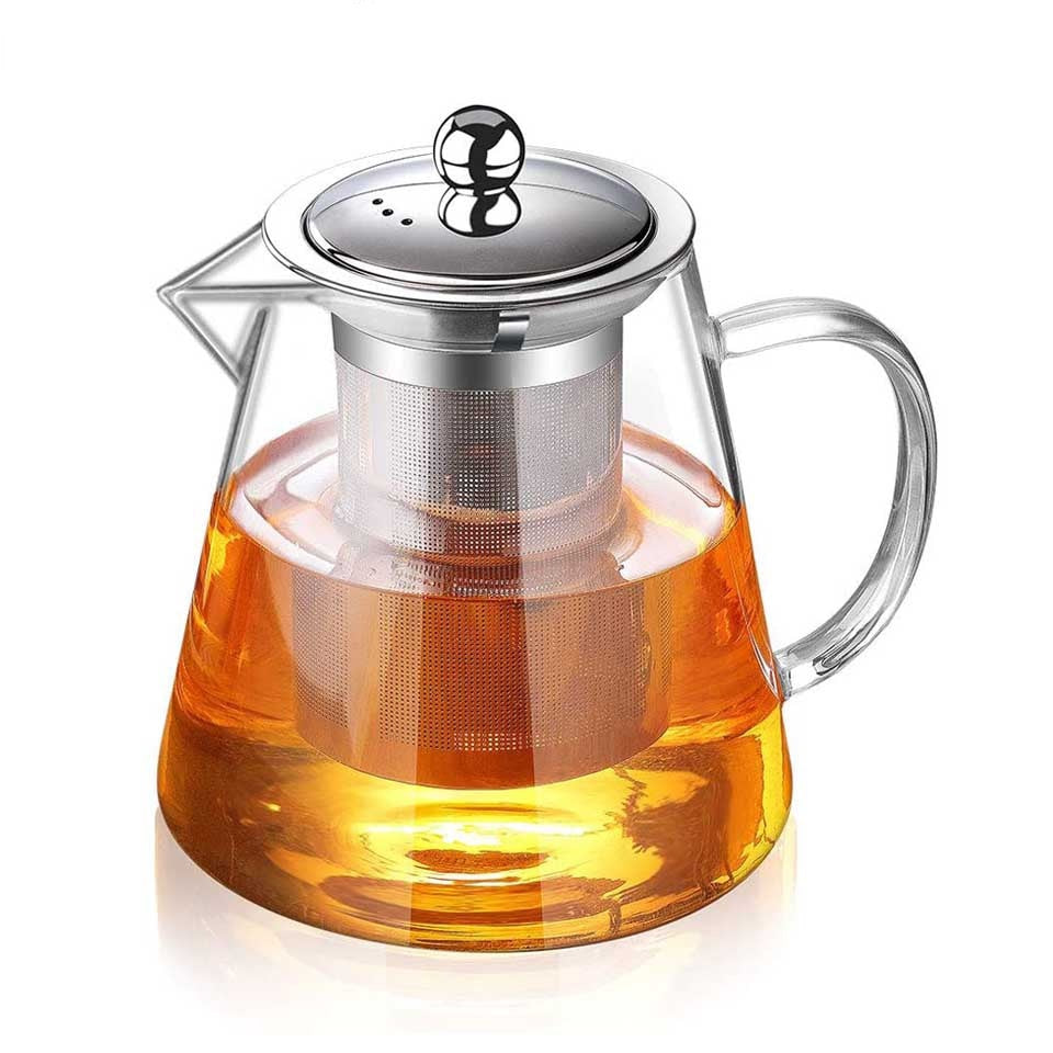 Heat Resistant Glass Kettle Teapot with Removable Stainless Steel Infuser Home Office Glass Teapot Brewing Tea Maker