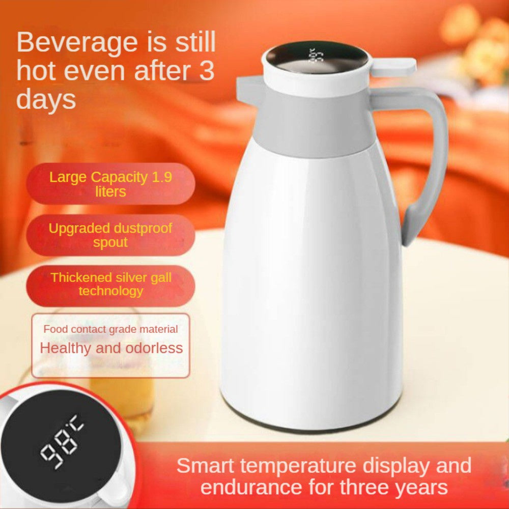 1900ML White Digital Display Thermal Flask HD LED Temperature Mug Flask Jar For Hot/Cold Water Leak Proof Warming Kettle