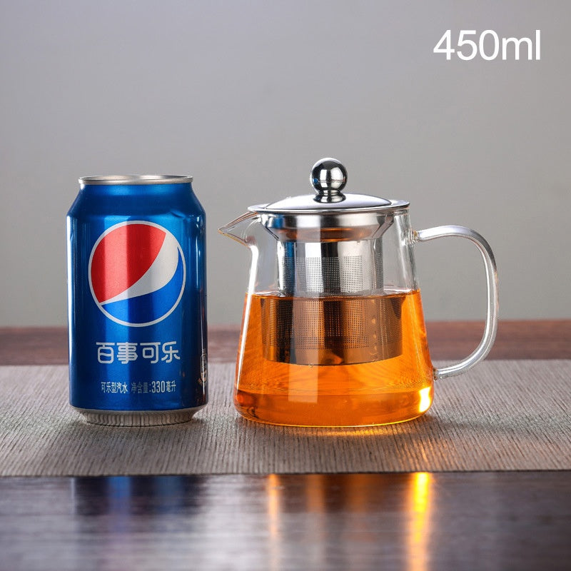 Heat Resistant Glass Kettle Teapot with Removable Stainless Steel Infuser Home Office Glass Teapot Brewing Tea Maker