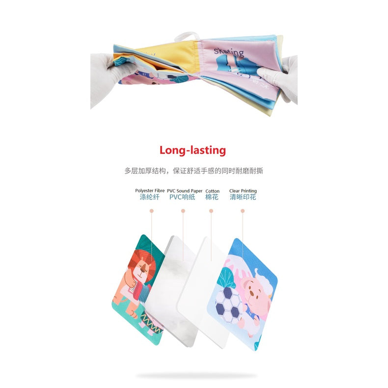 Children Chinese English Pinyin Bilingual Cloth Book Crinkle Sound Kids Storybook Educational Baby