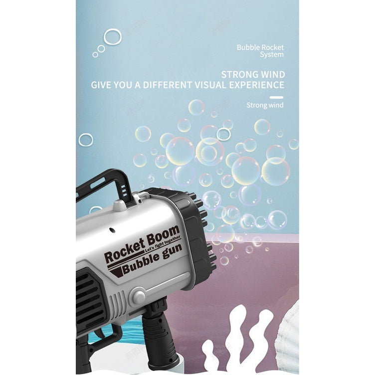 Super Bubble Machine Toy 64-Hole Automatic Gatling Handheld Bubble Gun Automatic Electric Bubble Maker Indoor Outdoor