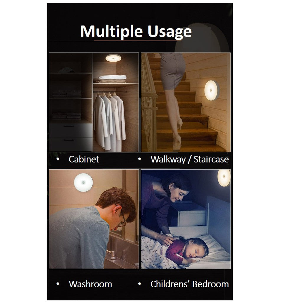 Motion Sensor Night Light Battery Powered Rechargeable Stairway Cupboard Bedroom